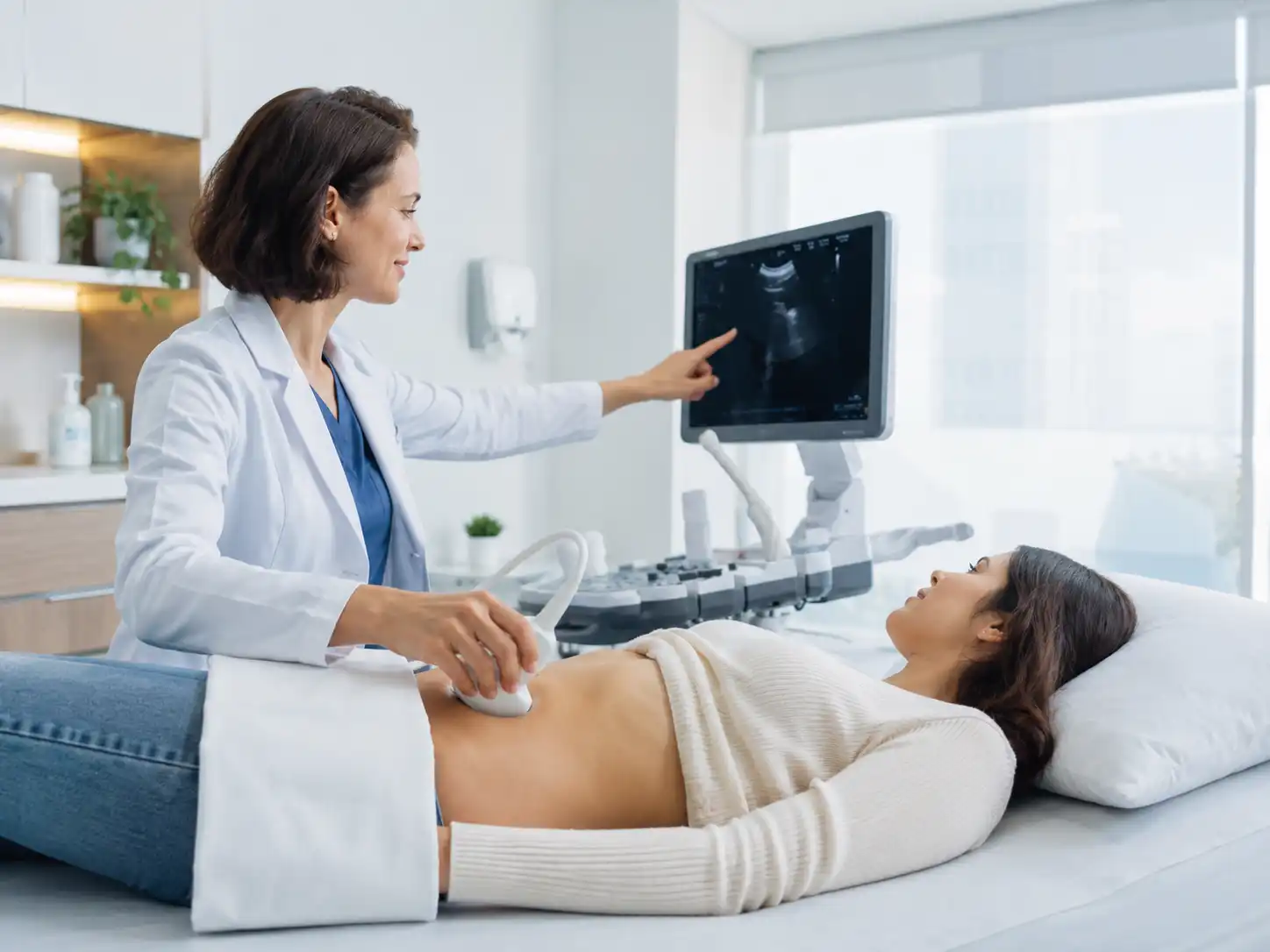 Medico durante esame ecografico diagnostico